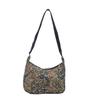 Stylish Casual Artistic Printed Crescent Bag In Deep Blue And Cream For Trendy Outings