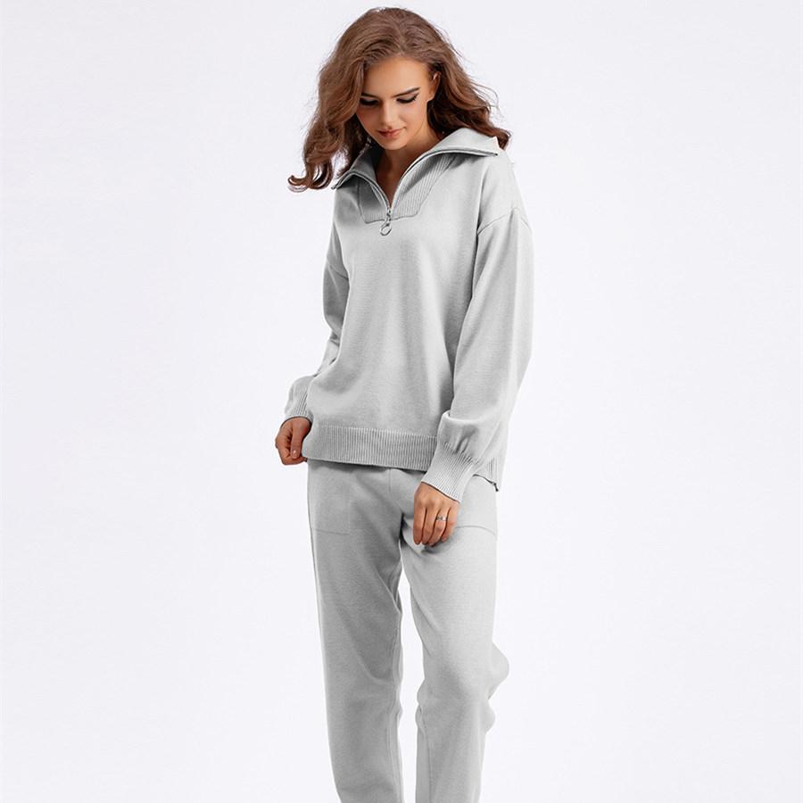Winter Women's Knitted Suit Warm Trousers 2-piece Set Women's Casual Oversize Sweaters Sets Ladies' Tracksuit Ladies' Sweatpants Set
