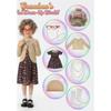 Set Costum Bătrânică Bunica pentru Copii, Kit de Îmbrăcat Bunica pentru Fete 100 de Zile de Școală cu Perucă, Bigudiuri, Baston, Ochelari, Poșetă, Ținută Cosplay de Halloween