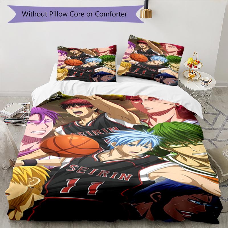 Set di biancheria da letto con 3 pezzi a tema Kuroko's Basketball2, set copripiumino include copripiumino e federe, perfetto per la decorazione della camera da letto in ogni stagione e come regalo