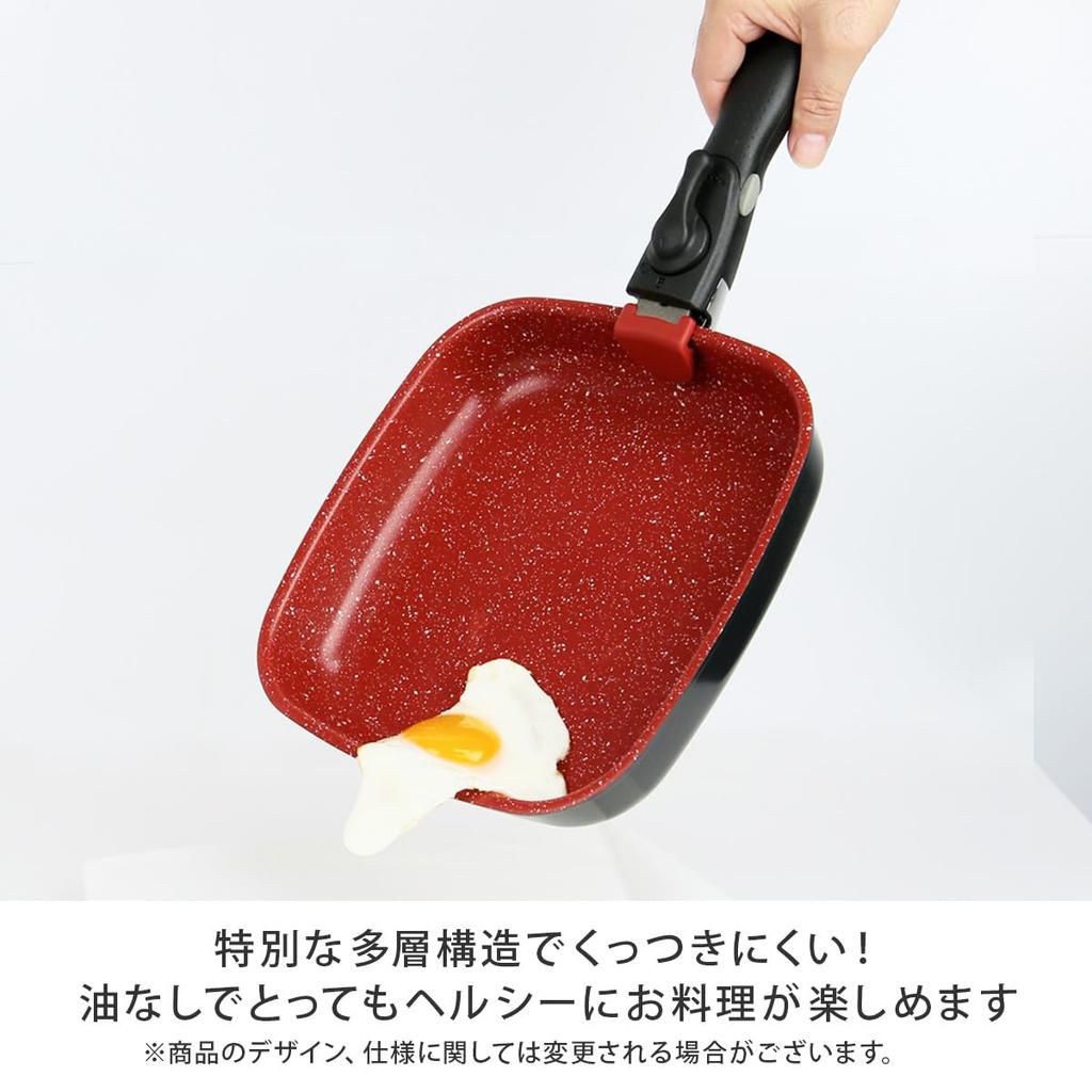Flavorstone Diamond Edition 6-Piece Set (Red): Non-stick, Square Frying Pan, Oven-Safe