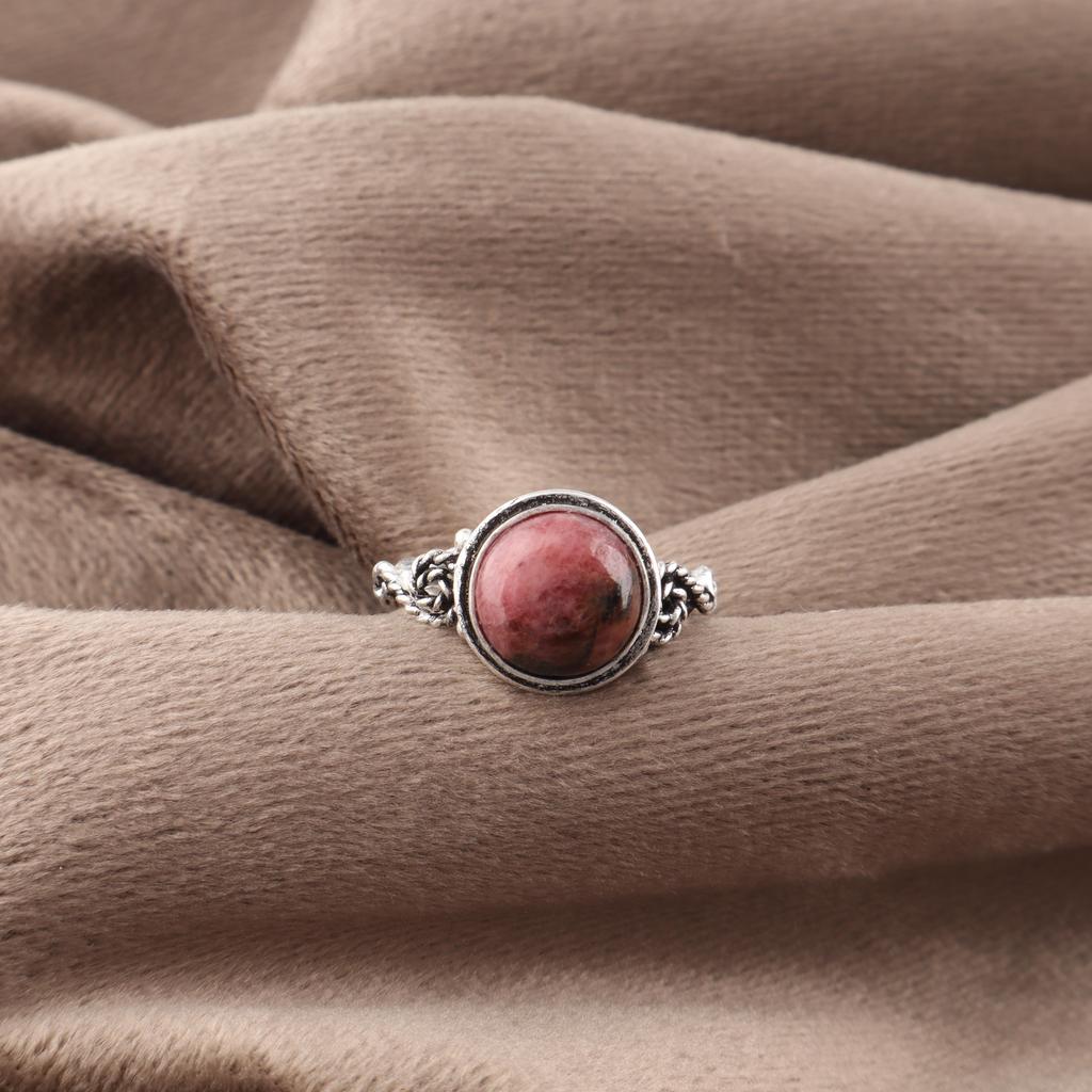 Black Rhodonite Gemstone Jewelry, 925 Solid Sterling Silver Ring Handmade Gorgeous Silver Chain Ring For Wedding Gift