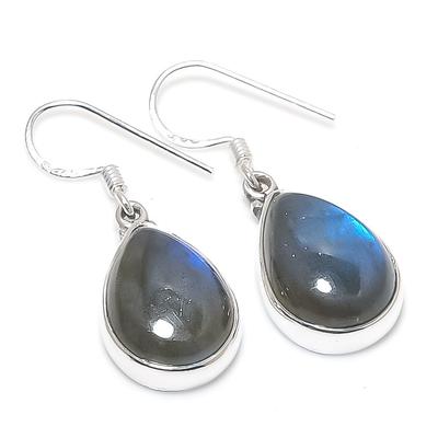Natürlicher Labradorit Edelstein 925 Massiv Sterlingsilber Geschenk Ohrring 1,25" l4M09