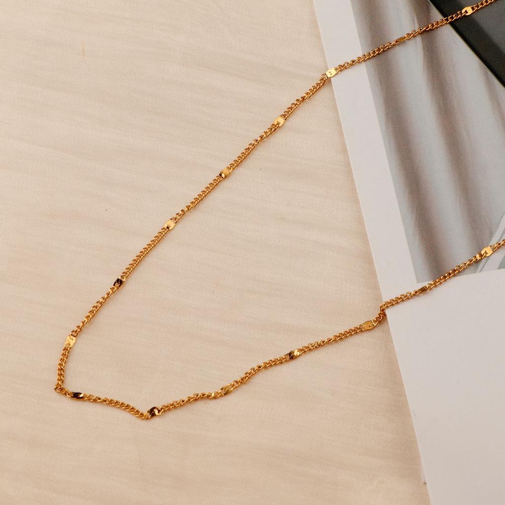 18K Gold Plain Chain Necklace Women'S O-Shaped Chain Collarbone Chain Snake Bone Color Gold Titanium Steel Thin Single Chain Rose Gold No Pendant