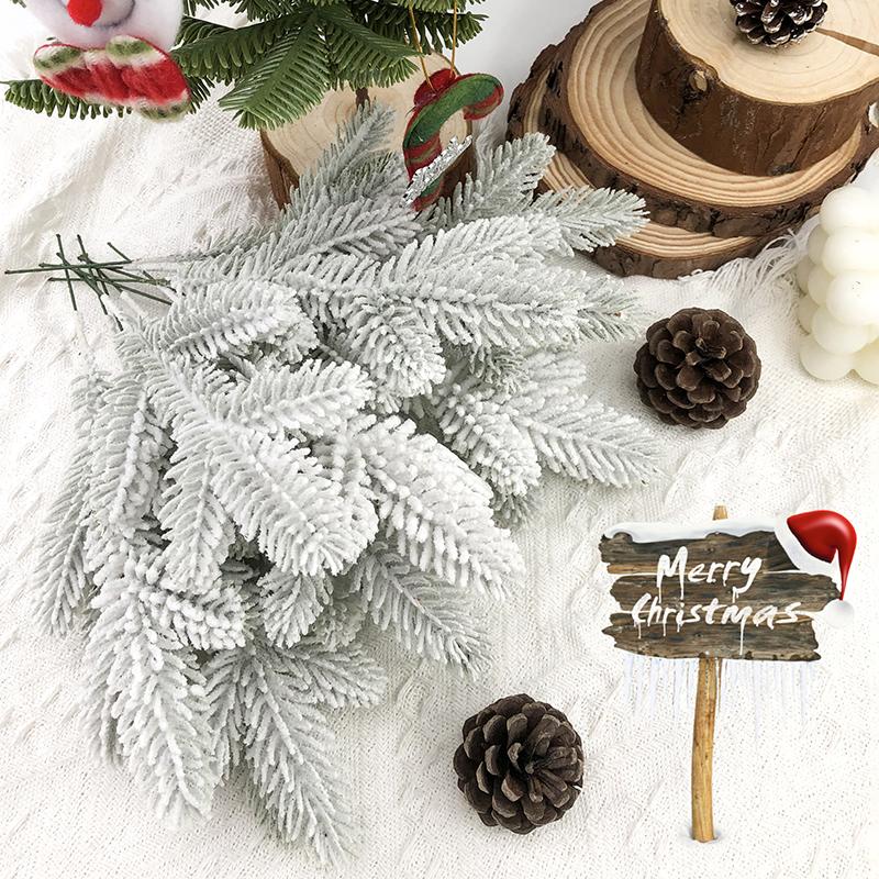 10/1Pcs Artificial Pine Needles Branches Snow Pine for Christmas Xmas Tree Wreath DIY Fake Plants Ornaments Home New Year Gifts
