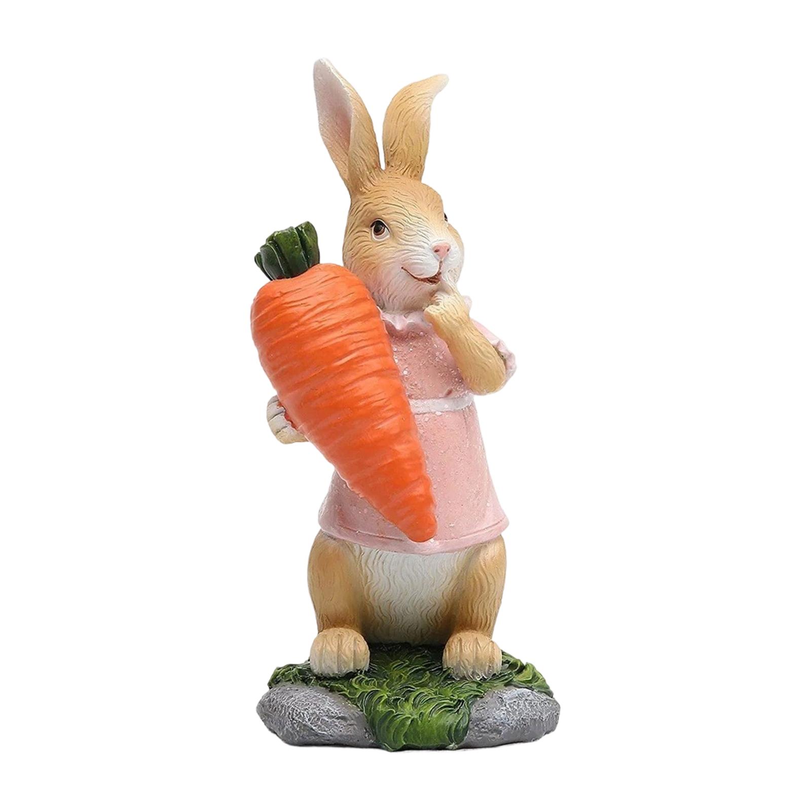 

Easter Resin Craft Holding Carrot And Colored Egg Figurine Decoration, Creative Gift One Size