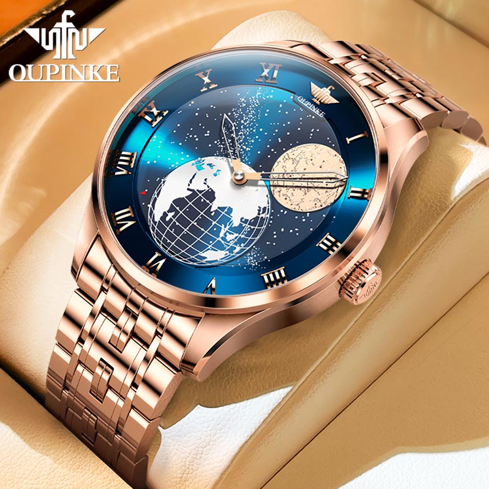 OUPINKE Brand Men's Watch Fully Automatic Mechanical Watch Steel Belt Waterproof Business 3230