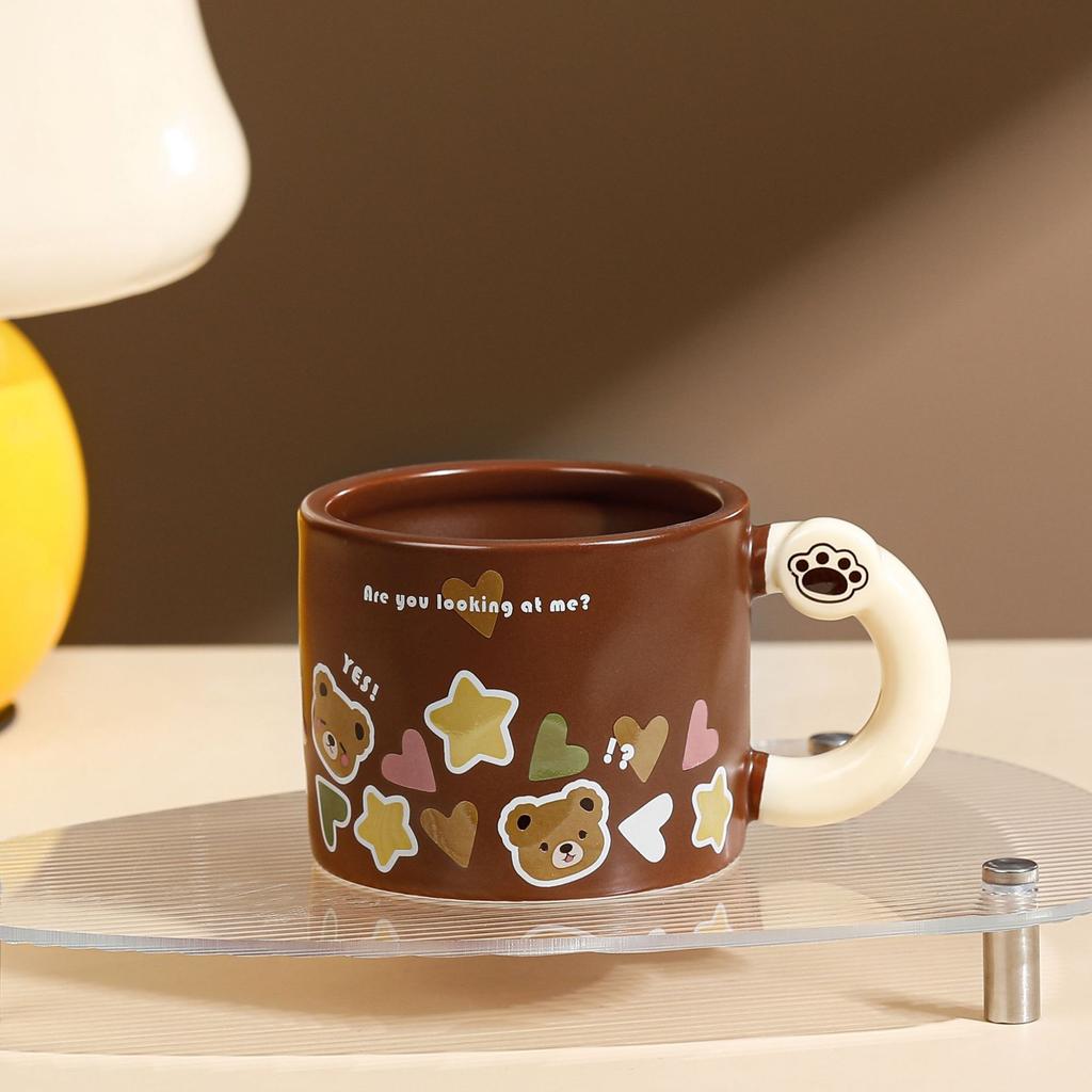 Roztomilý roztomilý medvídek Single Cup Kreslená dívka Keramický šálek Vysoce vypadající domácí Hrnek odolný vůči vysoké teplotě Malý dárek Kelímek na vodu