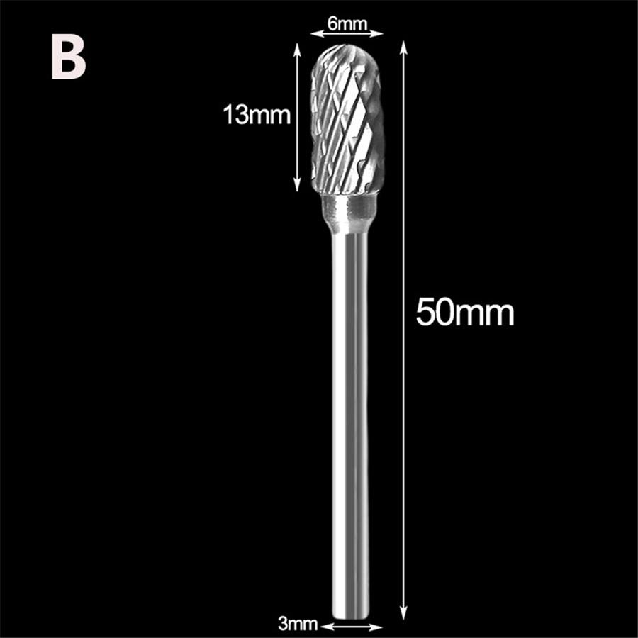 10Pcs 1/8" Tungsten Carbide Burr Rotary Drill Bits Tools Cutter Files Set Shank