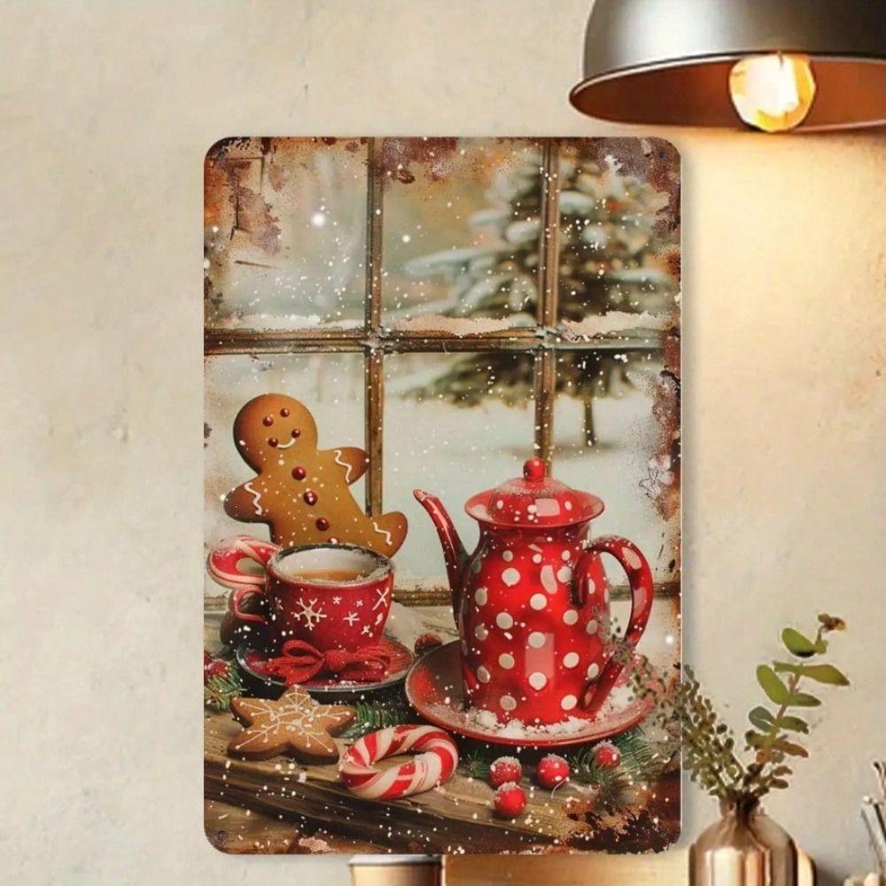 Metal Tin Sign Watercolor Christmas Tree Retro Wall Decor 20x30cm