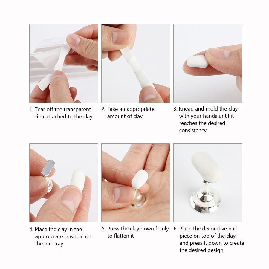 1 Pack Nail Adhesive Glue Clay Stick Removable Reusable Clay Stand Holder Display Tips Nails Art Practice Tools Manicure