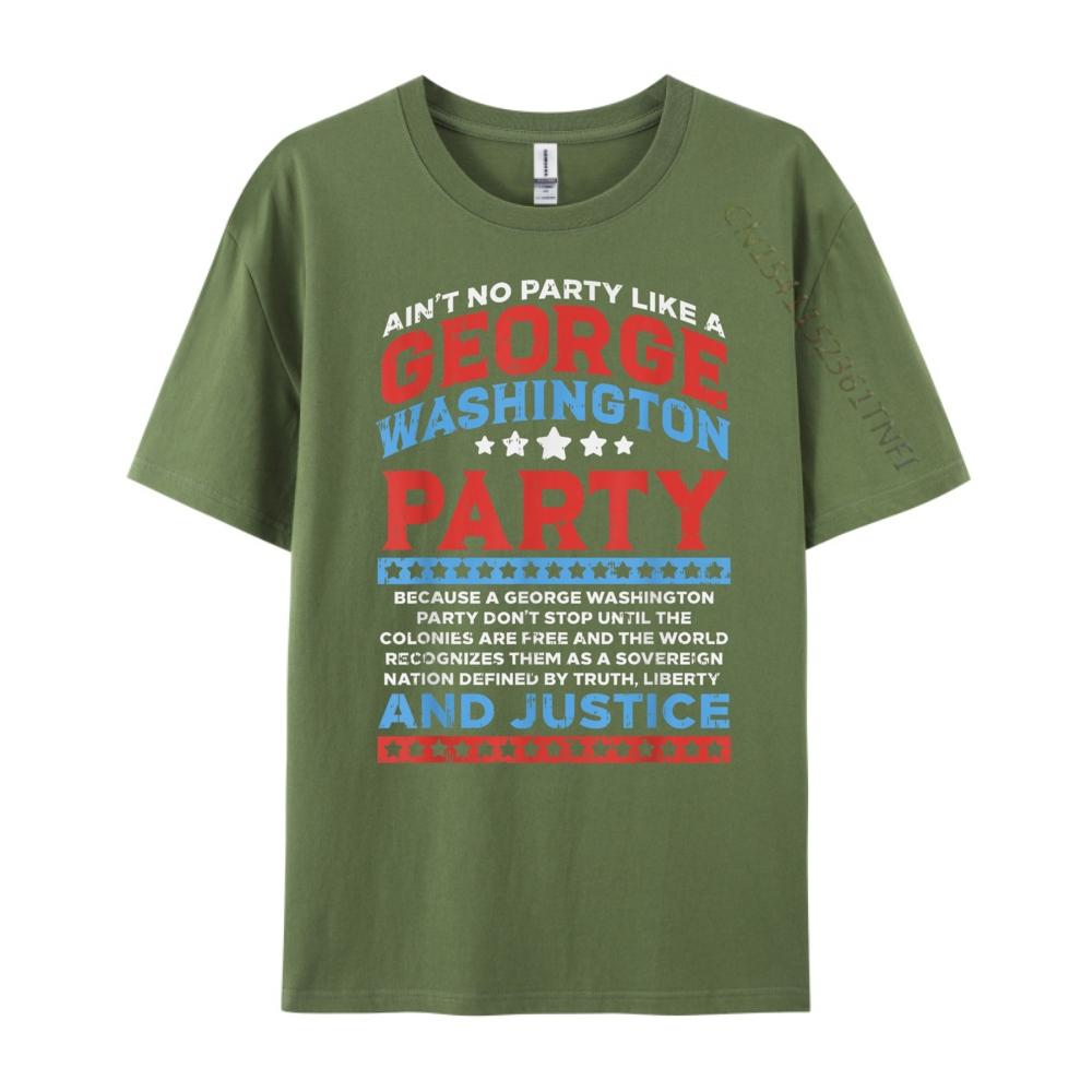 George Washington Party Free Country Funny USA 4th Of July Green And White Graphic T Shirt Man Tee Tops  Tees Family