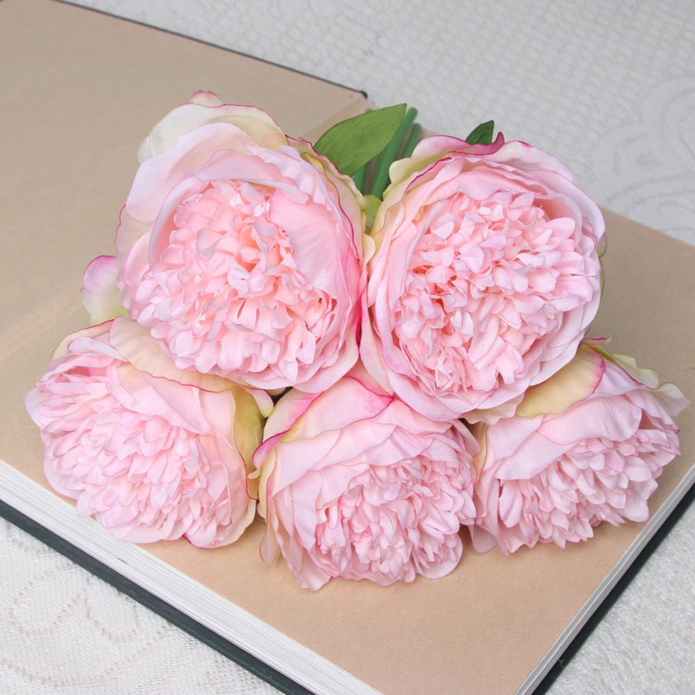 

Artificial Peony Flowers with 5 Heads for Home Decoration Wedding Bouquet Deep pink
