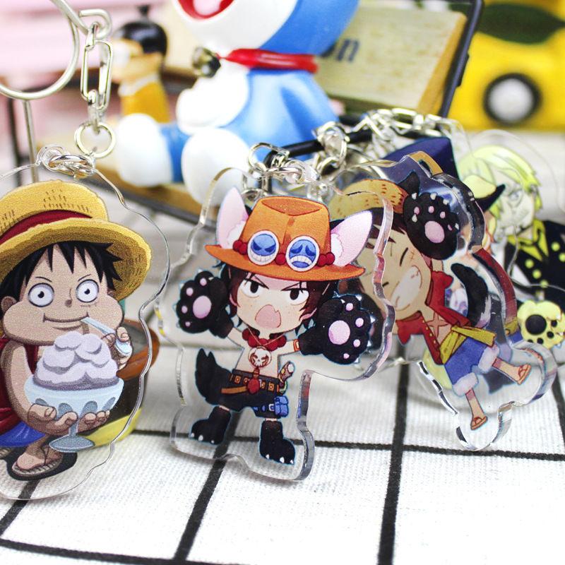 One Piece Keychain Pendant Anime Luffy Dragon Navigation King Surrounding Double Sided HD Bag Pendant Gift