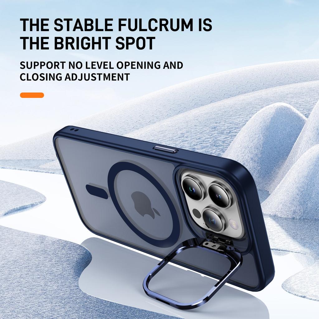 For iPhone 12/12 Pro Case Compatible with MagSafe PC+TPU+Metal Phone Cover Kickstand