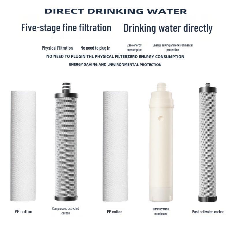 Stainless Steel Countertop Five-Stage Ultrafiltration Water Purifier for Direct Drinking