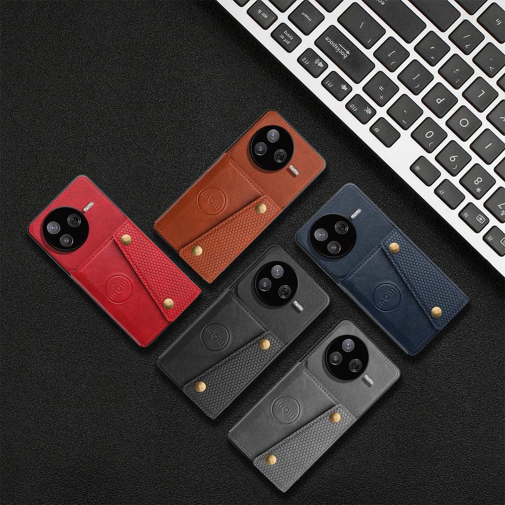 Vintage Leather Card Holder Phone Case for Xiaomi Poco F7 Pro,F7 Ultra Card Pockets Dual Snap Buttons Flip Wallet Shell