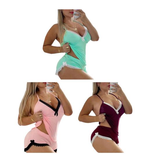 Damen Sexy 2-teiliges Pyjama-Set Ärmellos Spitze Besatz Crop Cami Top Und Shorts PJ Set Sommer Lässig Nachtwäsche Lounge Outfits