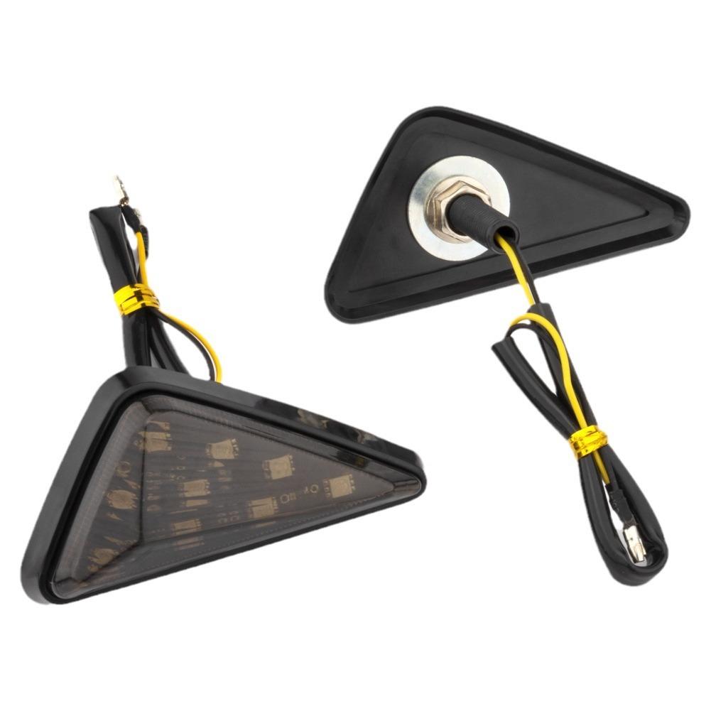 2Pcs Motorcycle Turn Signal Lights Triangle Indicator Blinker Side Lights Motorbikes Yellow