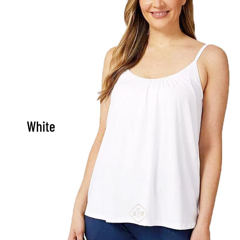 

Plus Size Women s Modal Ruched Tank Top with Chest Pad – Wireless Camisole Base Layer 6XL білий