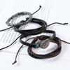 4-teiliges mehrlagiges Leder-Blatt-Armband: Europäisches & Amerikanisches Unisex Retro Street Ethnischer Stil Accessoire