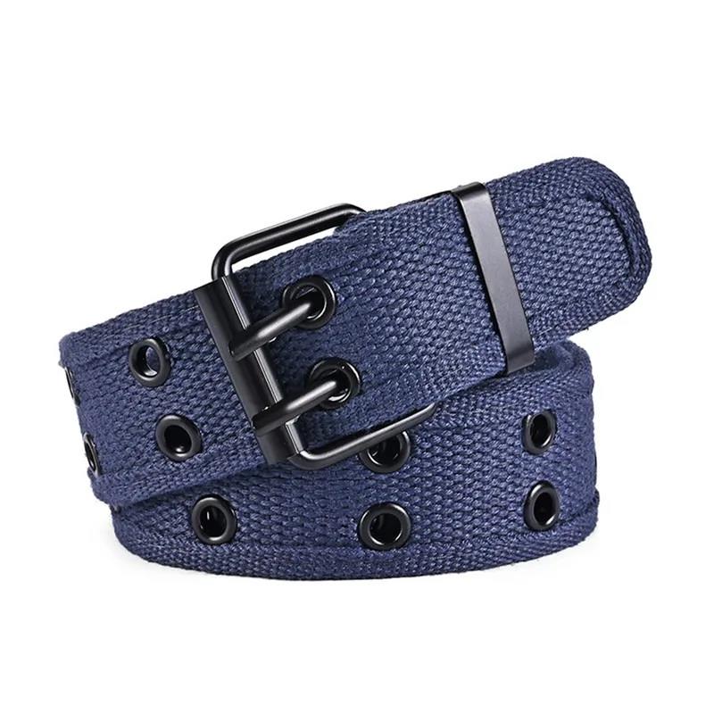 Hot sale  Men's Double Row Needle Buckle Woven Belt Women's Leisure Sports Outdoor Work