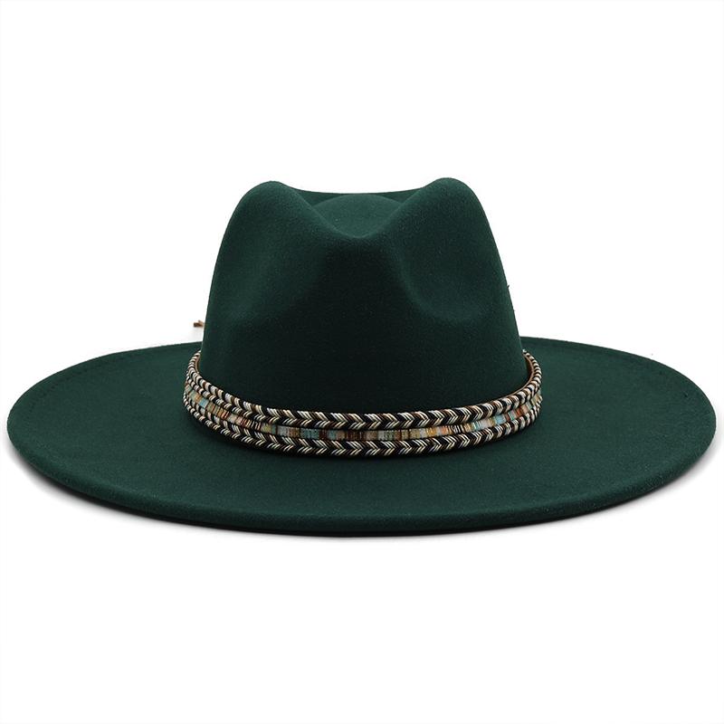 Toamnă iarnă bărbați fedoras pălărie de fetru pentru femei sombrero jazz pălărie melon pentru bărbați pălării de top vintage în aer liber cu bor mare 9,5 cm