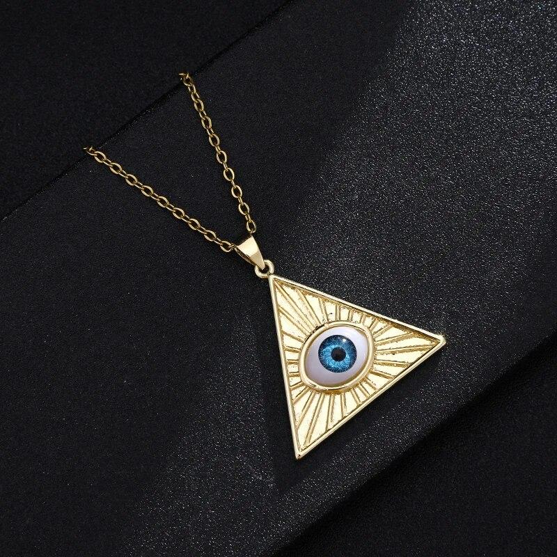 Fashion Turkish Lucky Evil Eye Necklace Women 8 Style Blue Eyes Female Charm Fashion Enamel Heart-shape Palm Necklace Jewelry