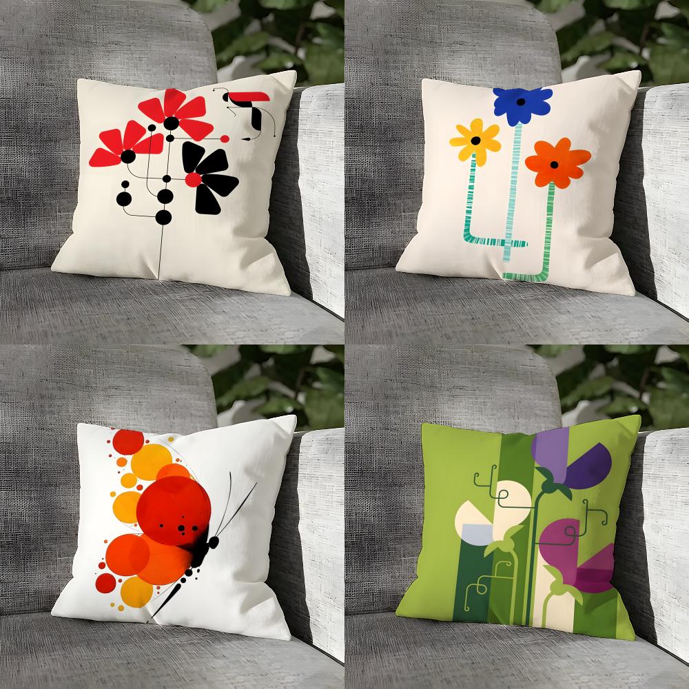 Modern Flower Minimalist Cool 2 Pillow Case Natural Linen Organic Fabric Double-Sided Printing Sofa Home Decor Gift Pillow Case