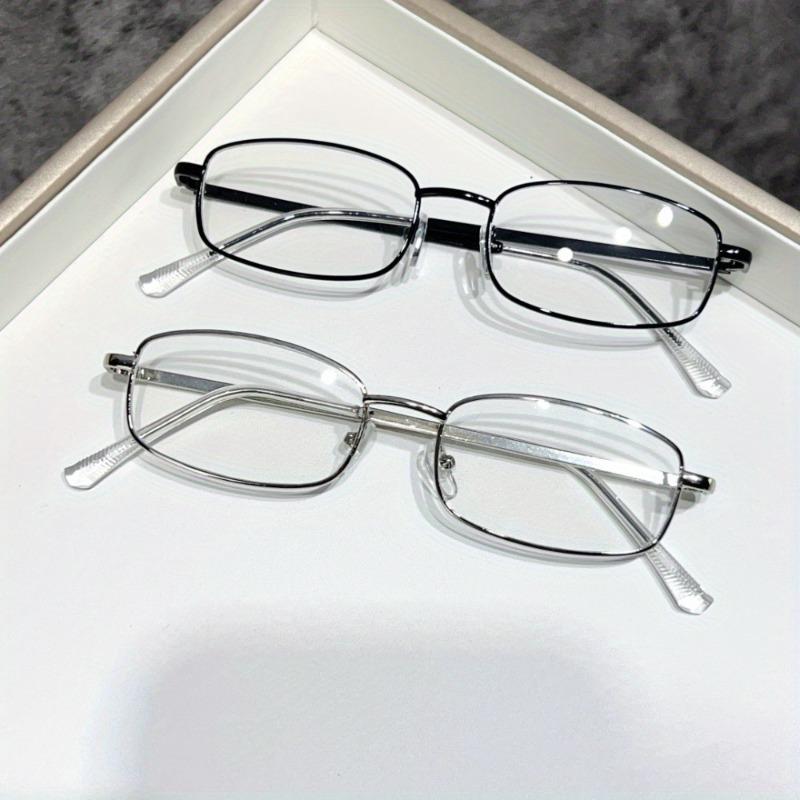 2pcs Retro TR Metal Reading Glasses Black Silver Gold Rectangular Frame Glasses Anti Blue Glasses