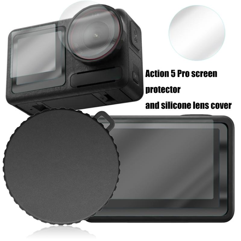 Full Protections Including Tempered Glass Screen Protectors Flexible Camera Lens Caps Durability Housing for Action 5Pro