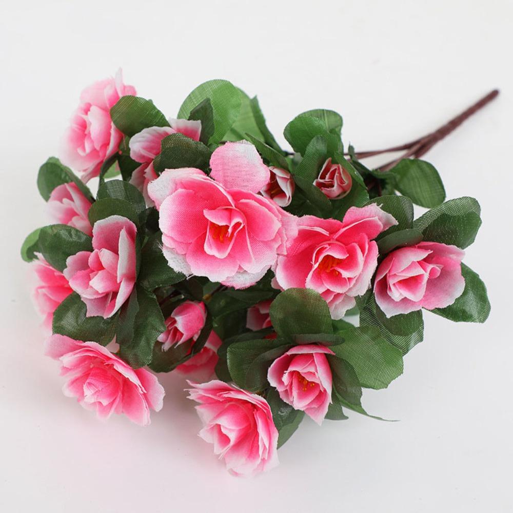 

Silk Flower Artificial Rhododendron Arrangements DIY Handmade Fake Flower 21 Head Reflecting Mountain Red Indoor and Outdoor розовый