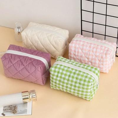 Corduroy Travel Cosmetic Bag Women's Makeup Storage Bag Purses Women Large Capacity Zipper Make Up Organizer Storage Clutch