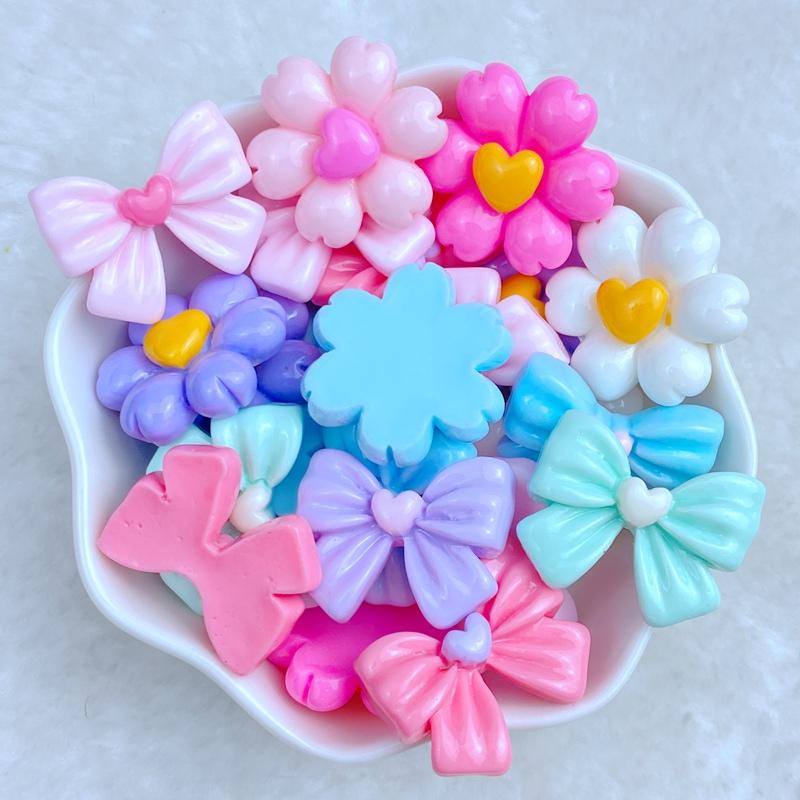 20Pcs New Cute Resin Mini Bowknot Flower Flat Back Fit Phone Deco Parts Embellishments For Hair Bows Accessories
