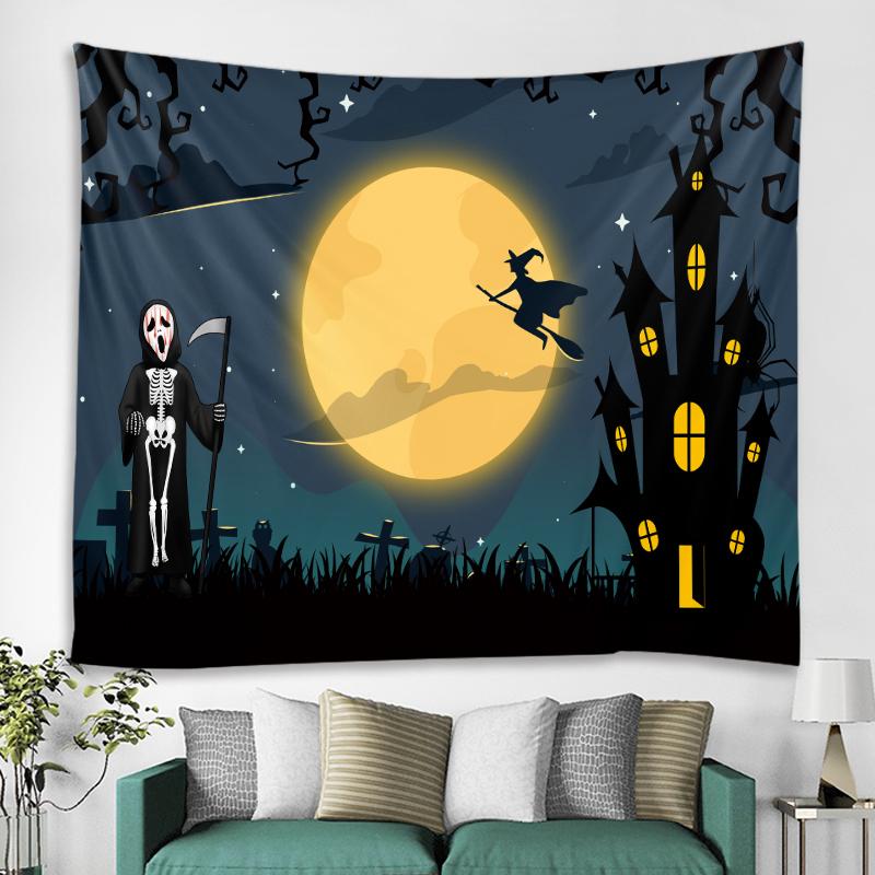 Scary Pumpkin House Halloween Home Decor Tapestry Party   Mandala Mystery Room Wall  Backdrop