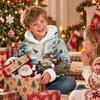 Kids Long Sleeve Christmas Print Casual Fashion Hooded Top