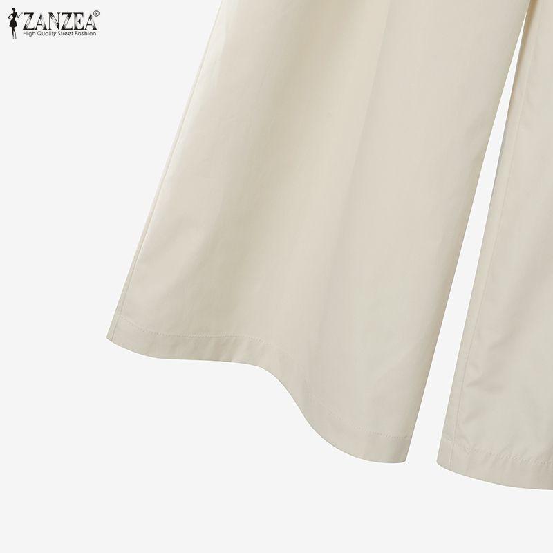 ZANZEA Women Sleeveless Vest Tops and Wide Leg Pants Casual Two Piece Suit Sets