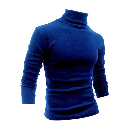 Men Shirt Solid Color Long Sleeves Slim Fit Breathable Basic Soft Half-high Collar Elastic Anti-shrink Autumn Tops Daily Clothes