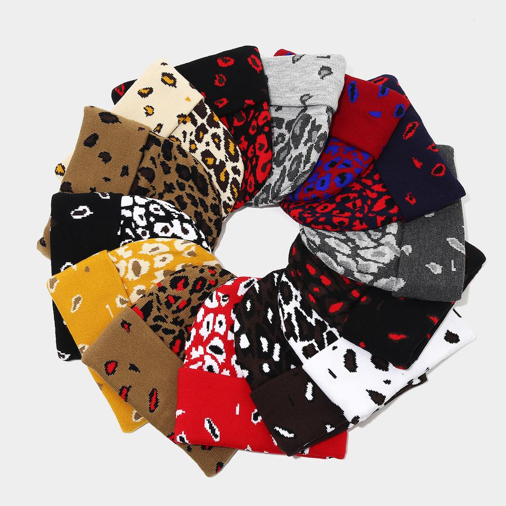 American autumn and winter personalized leopard print jacquard warm knitted hat for men and women outdoor versatile casual ear protection wool cold ha
