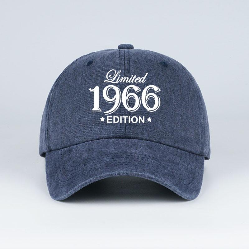 "Limited 1966 Edition" Print Washed Baseball Cap Adjustable Unisex Vintage Birthday Sun Hat