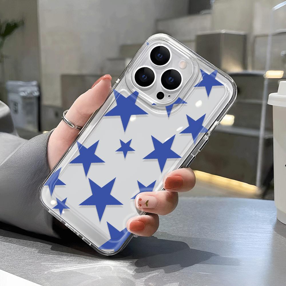 Blue pentagram Phone case iPhone 15 Pro Max 11 12 13 16 14 Plus 7 8 XS Silicone Shockproof Case Lens protector shell