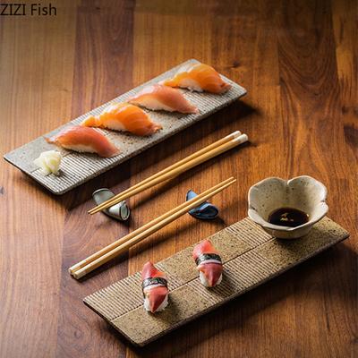 Piatto Rettangolare Creativo Piatto Decorativo Cucina Ristorante Giapponese Piatto per Sashimi Sushi Stoviglie da Dessert in Ceramica per Cucina