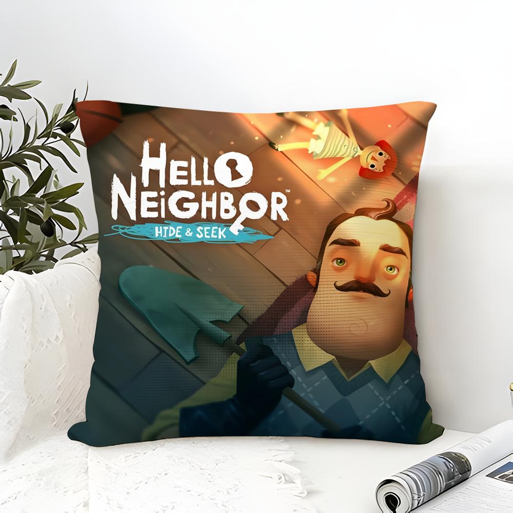 Lustiges Horrorspiel H-Hello Neighbor 2 Kissenbezug Leinen Kissenbezug Sofa Heimdeko Kissenhülle Kissenbezug