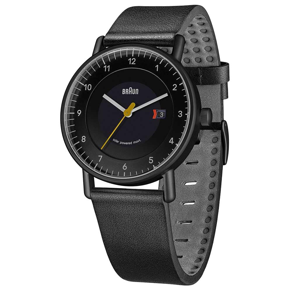 BRAUN Solar Watch for and Black Leather Strap with Black BN0301BKBKG Men, Women, Unisex, Case,