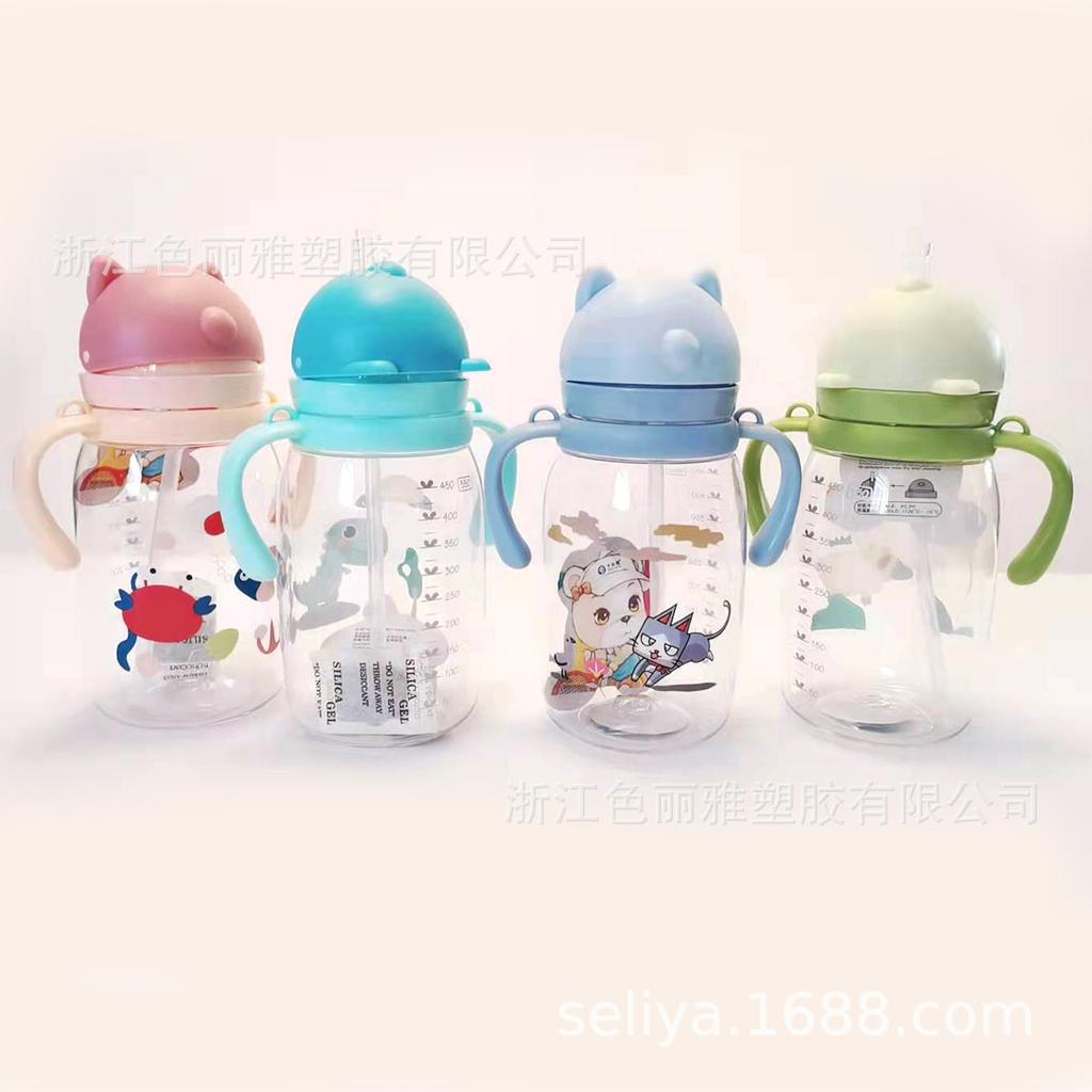 Water bottle new creative Internet celebrity children's straw cup high value food grade handle graduated cup wear resistant drop portable kettle