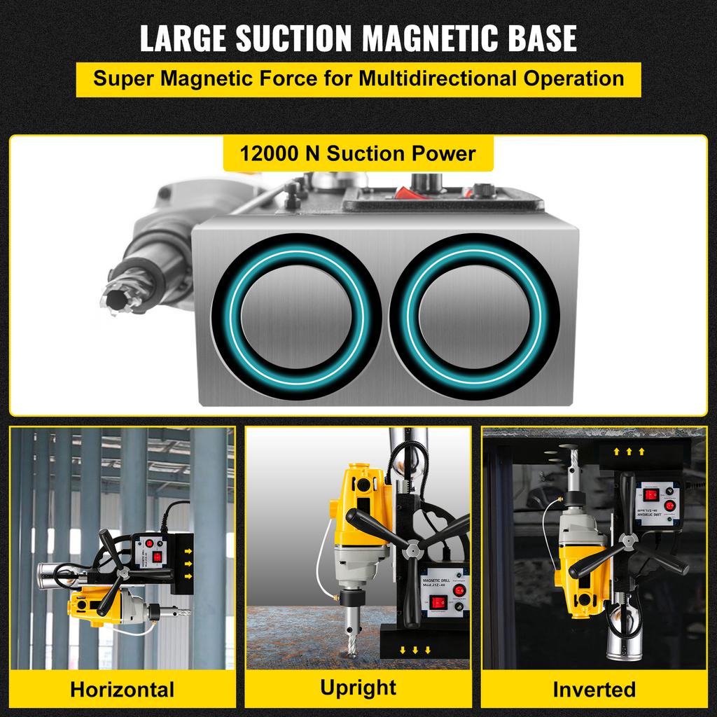 SucceBuy Magnetic Drill Press 980W 1100W 1200W Electric Bench Drilling Rig Machine Engineering Steel Structure MD40 MB23 BRM35