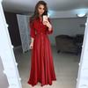 New Fashion Long Sleeve Plus Size Chiffon Dress Women Clothing Solid Button Up Lace-up Midi Loose Dress Woman Elegant Round Neck Casual Dresses 24772