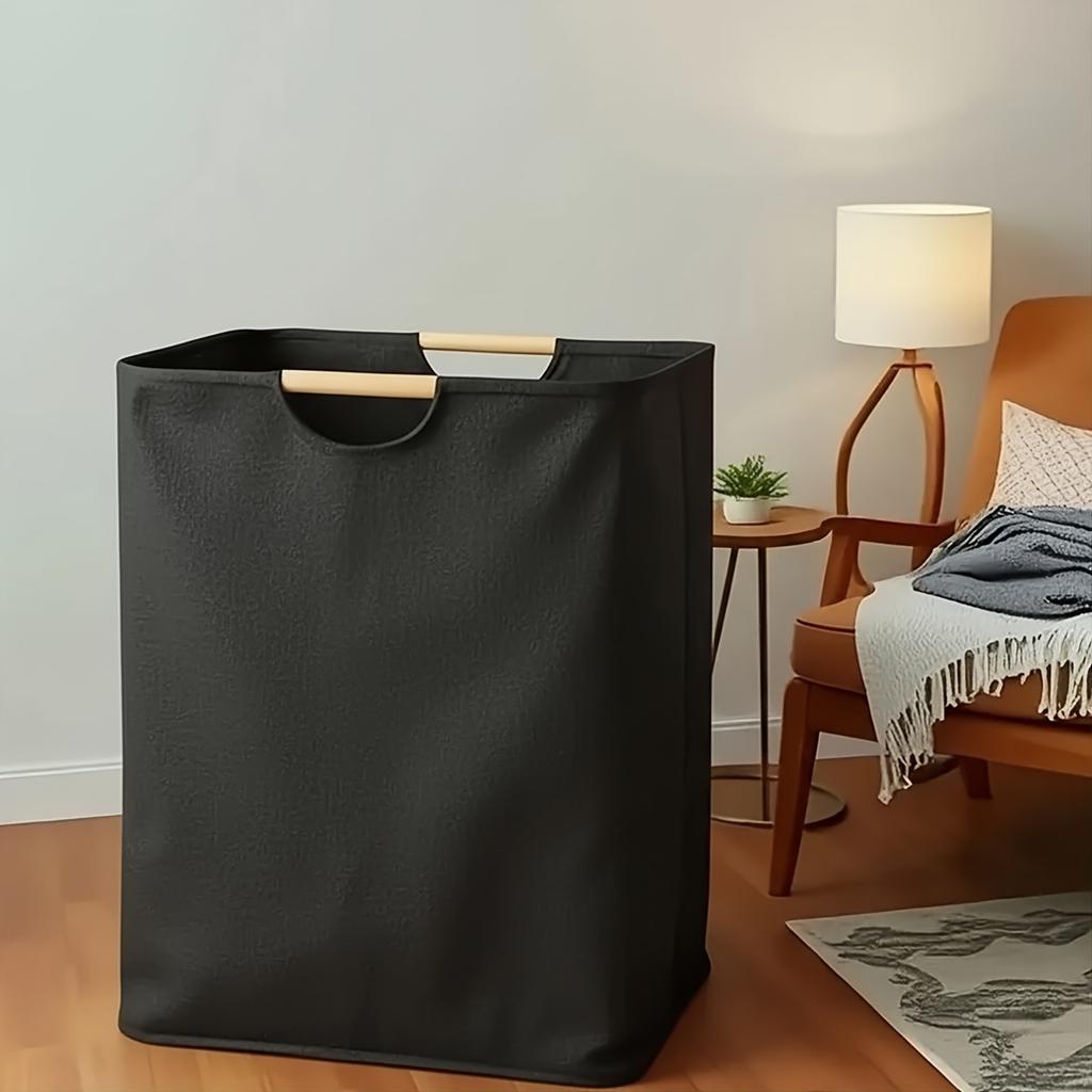 Foldable Laundry Basket,Extra Large Storage Hamper with Wooden Handles,Collapsible Organizer for Bathroom Bedroom Laundry Hamper