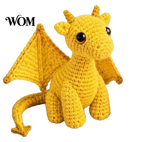 Handmade Dragon Decor Crochet Doll with Card, Emotional Support Decor, Desk Mini Knitting Ornament, Inspirational Gifts for Family Friends Toy