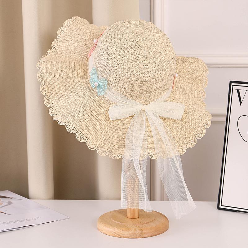 Fashion Straw Sun Hat Casual Bowknot Decor Hat for Women UV Protection Suitable for Outdoor Beach Lightweight and Stylish